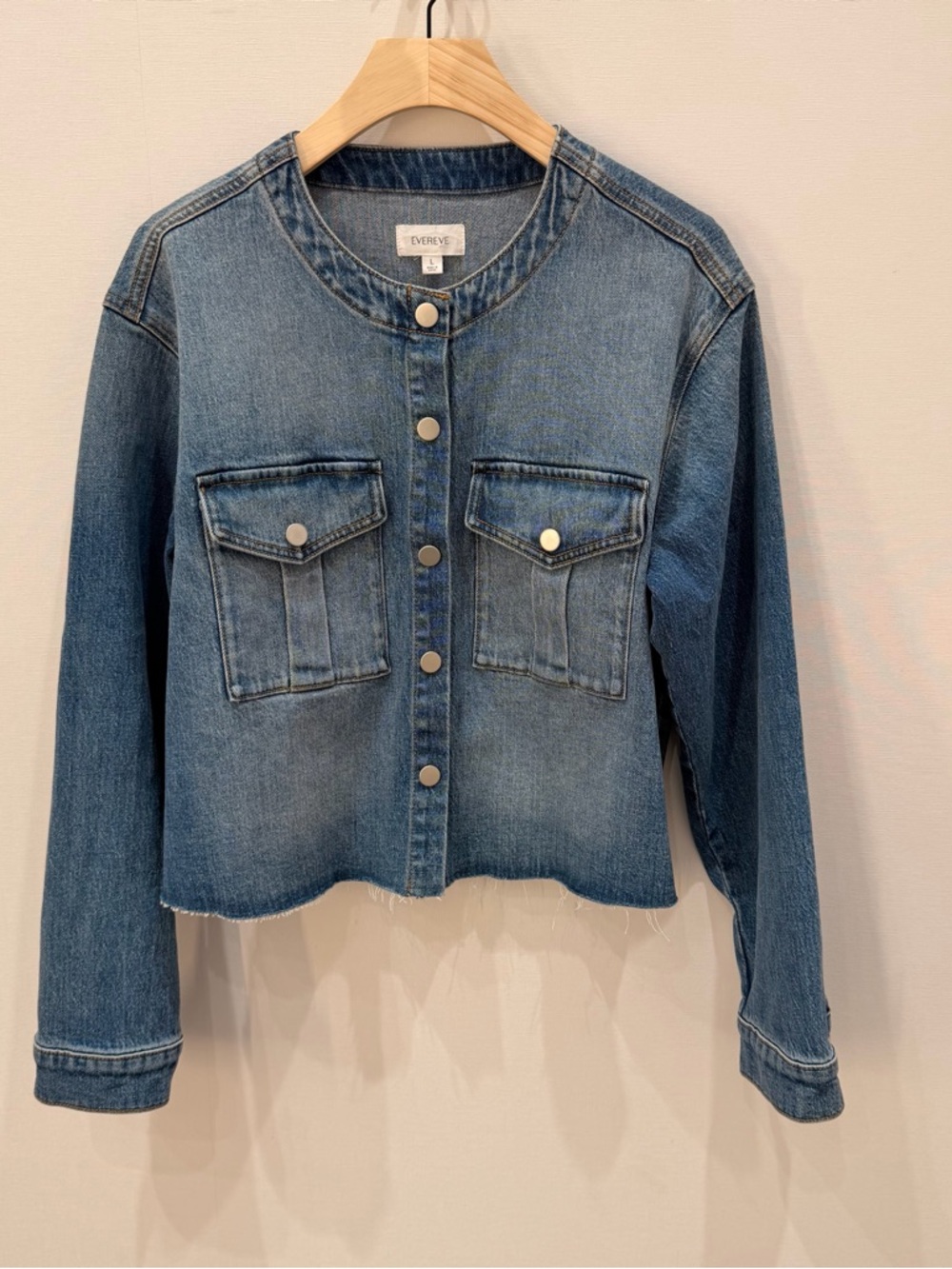 Evereve Light Blue Denim Jacket with Snap Button